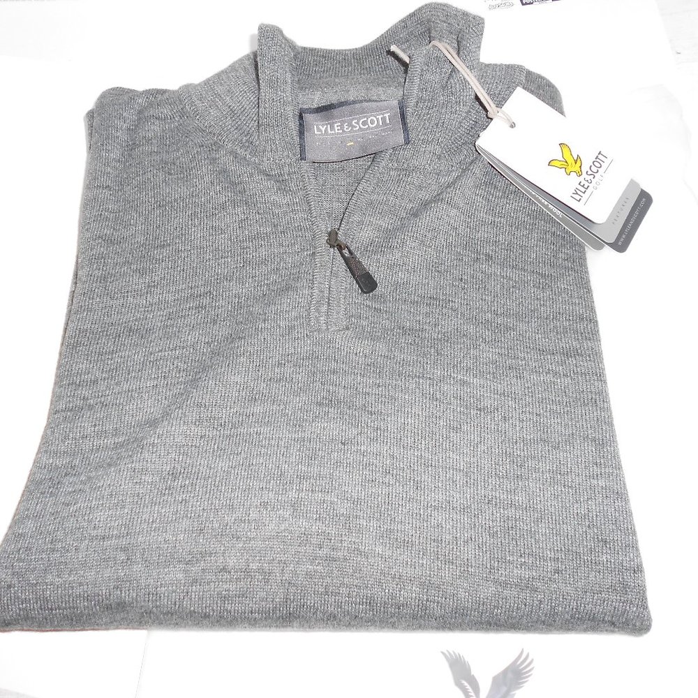 Lyle and Scott Golf Mens Zip-Up Grey Pullover Sweater Long Sleeve Casual LRG-NWT